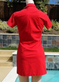 Red Dickies Nurse Betty Ford All Buttoned Up Stretch Cotton Mini Dress 