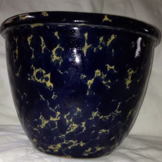 Bennington Potters 1877 Vermont Splatter Sponge Ware Cobalt Blue Bowl 