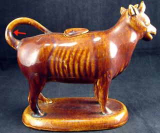 Antique Bennington Art Pottery Cow Creamer with Lid