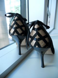 Beverly Feldman alexandra lace vintage pump strappy satin heels neel 