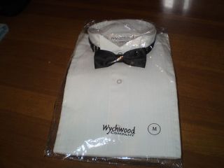 Wychwood Company White Tuxedo Shirt with Black Tie Size Medium NEW in 