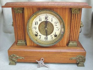 ANTIQUE 1909 WORKING MILFORD WILLIAM L GILBERT CLOCK CO MECHANICAL 
