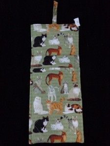   Cat Cats Fabric Wall Hanging Mail Letter Bill Holder Pocket Organizer