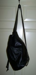 Vtg Genuine Black Glove Leather Tano Backpack Sling Bag Handbag Purse 
