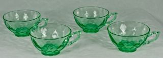 Heisey Glass Green Moongleam Punch Cup Set 4 Plate Yoeman 1186 Marked 