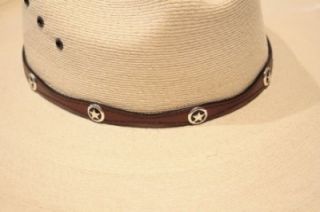2970s BN Texas Ranger Concho Scalloped Black Leather Hat Bands Western 