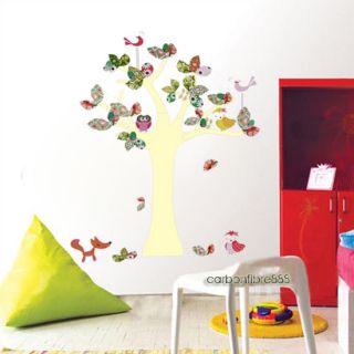Reusable Animal Tree Wall Stickers Nursery Girls Childrens Room Art 