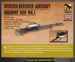 Vickers Berthier Aircraft Machine Gun MK I Gun Card