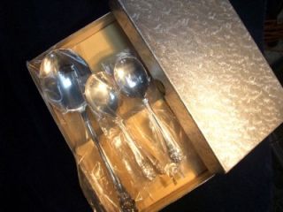 Sterling Silver Plate Spoon Set Box Heritage English Serving Soup 