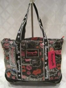 Betsey Johnson Black Multi Friskie Lips Clear Tote with Insert 