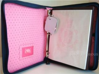   Couture School Girls Notebook Pink Velour Zip Binder Folder Paper
