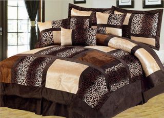 7pcs queen leopard micro suede comforter set  and