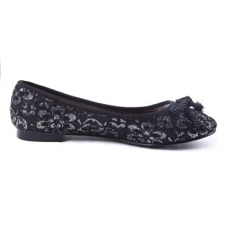 Vancl Beautiful Sequined Lace & Bow Flats White Snow#0039463