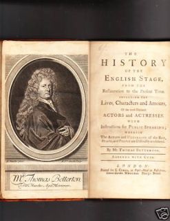 The History of The English Stage Betterton FE 1741