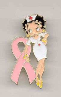 Betty Boop Nurse Pink Ribbon Breast Cancer Pin
