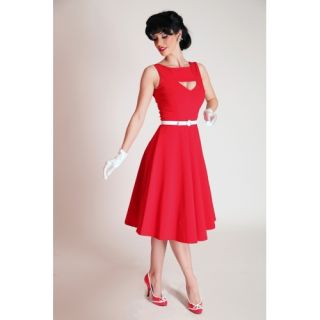 Bettie Page Bombshell Red Megan Chic Flirty 50s Swing Dress 