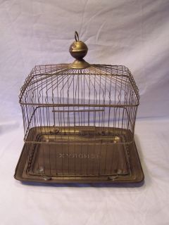 Antique Hendryx Bird Canary Brass Cage with Tag and Signed Vintage 