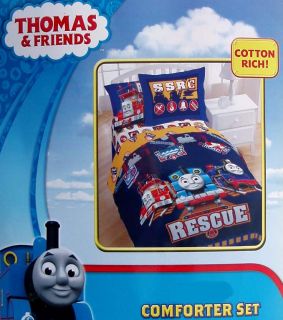Thomas Friends Rail Rescue Blue Full Comforter Sheets Shams 8PC 