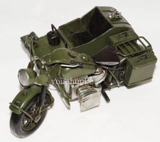 Handmade WWII Metal Motorcycle with Sidecar Bike Model 32223