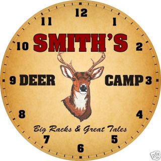 Personalized Deer Camp Big Buck Den Cabin Lodge Clock