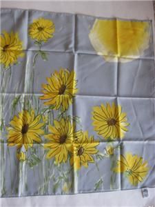 Bright Yellow Floral + Sun on Gray VERA Scarf Japan 21 sq Polyester 
