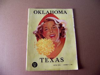 1952 Oklahoma vs Texas Football Program Billy Vessels