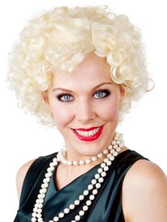 1920s Flapper Girl Deluxe Blonde Curly Costume Party Wig