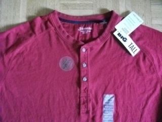 St Johns Bay Big & Tall Sueded Jersey Henley 3XL Regal Red Shirt L/S 