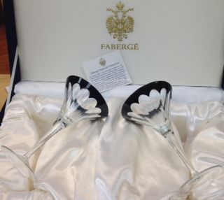 Faberge Grand Duke Onyx Black Martini Glasses Set of 2 in Faberge 