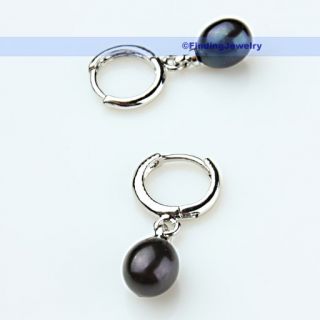   Hoop Black Natural Pearl Drop Earrings Low Price High Quality