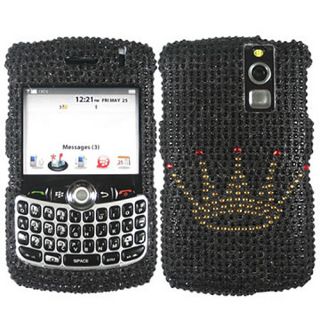 CROWN BLACK BLING RHINESTONE CASE COVER FOR BLACKBERRY CURVE 8300 8310 