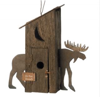 Moose Birdhouse Out House Bird Hut Lodge Cabin Yard Decor