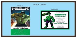 Incredible Hulk Birthday Party Invitations
