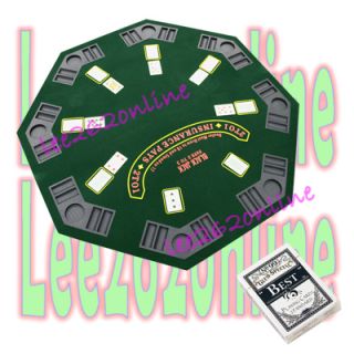 Octagon Folding Poker Blackjack Table Top G Best Playing Card Blue 