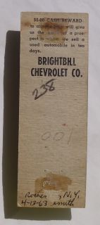 1940s Matchbook Brightbill Chevrolet Co. New and Used Cars Phone 470 