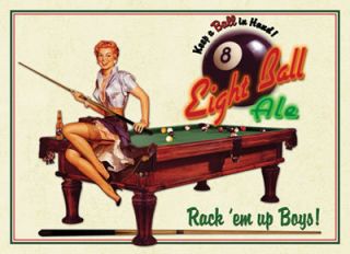 Billiards Pool Table 8 Ball Pin Up Girl Bar Beer Sign