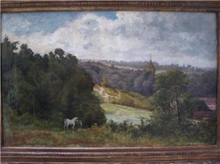 Large 19thC Barbizon School Oil Painting CIR Charles Emile Jacque 1813 