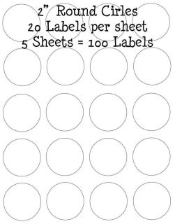 100 2 inch White Round Circle Labels Stickers Sheets Blank