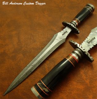 Bill Andersons Stunning RARE 1 of A Kind Custom Damascus Art Dagger 