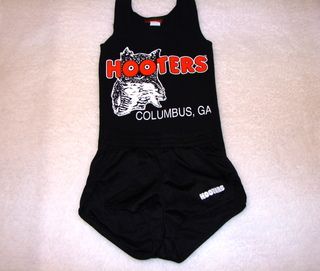 Hooters Uniform Cheerleader Halloween Costume Tank Shorts Pantyhose 
