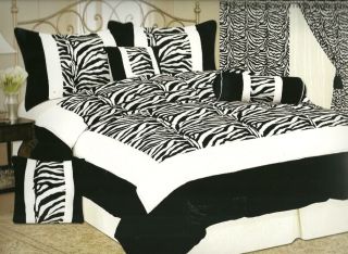 pcs bed in a bag comforter set black and white zebra print blk 