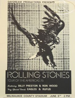   STONES 1975 TOUR OF THE AMERICAS POSTER EAGLES RON WOOD BILLY PRESTON