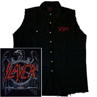 SLAYER Eagle Mens Official Black Sleeveless WORK SHIRT M L XL NEW