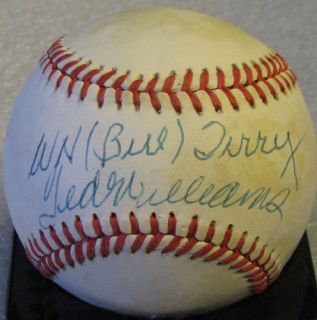 Ted Williams Bill Terry Signed Auto PSA DNA Baseball