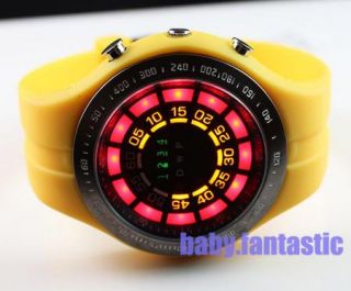 2012 New Diving Clock Mens Gents Sports Watch Yellow Binary LED Watch 