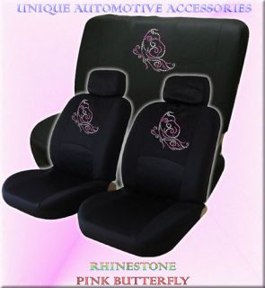 6pc Rhinestone Pink Butterfly Seat Covers Bench Cover