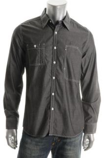 Kenneth Cole Reaction New Utility Bill Black Long Sleeve Button Down 
