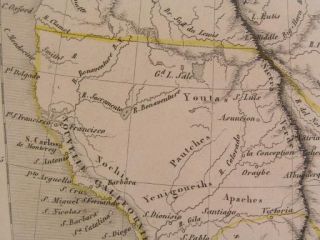 Texas as a Republic Mexico 1838 Binet antique engraved color map