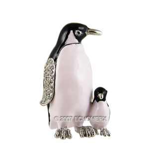 Penguin Baby Trinket Box Bird w Swarovski Crystals