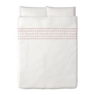 NEW IKEA BIRGIT 3pc DUVET COVER + Pillowcases Queen/ Full white red 